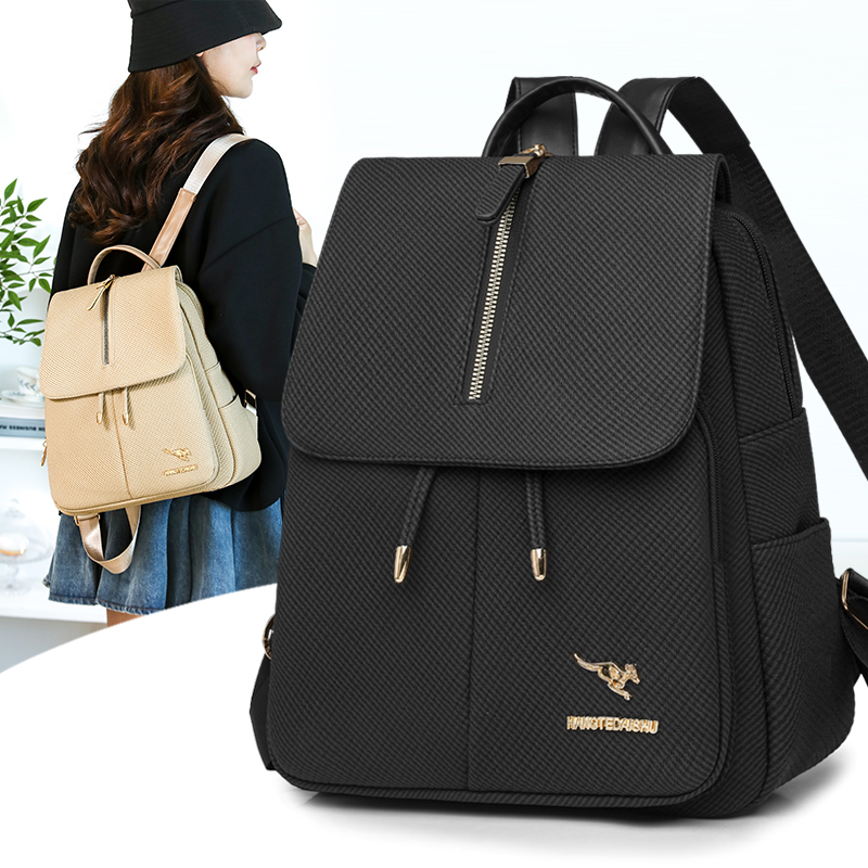 Leather Work Womens Backpack - กระเป๋าเป้เดินทางสำหรับผู้หญิงที่ทนทาน, กระเป๋าเป้สะพายหลังแบบมีฝาปิดแบบลำลองทำจากหนัง PU, กระเป๋าเป้สะพายหลังความจุขนาดใหญ่สำหรับทำงาน, ทริปวันหยุดสุดสัปดาห์ และการใช้งานกลางแจ้ง