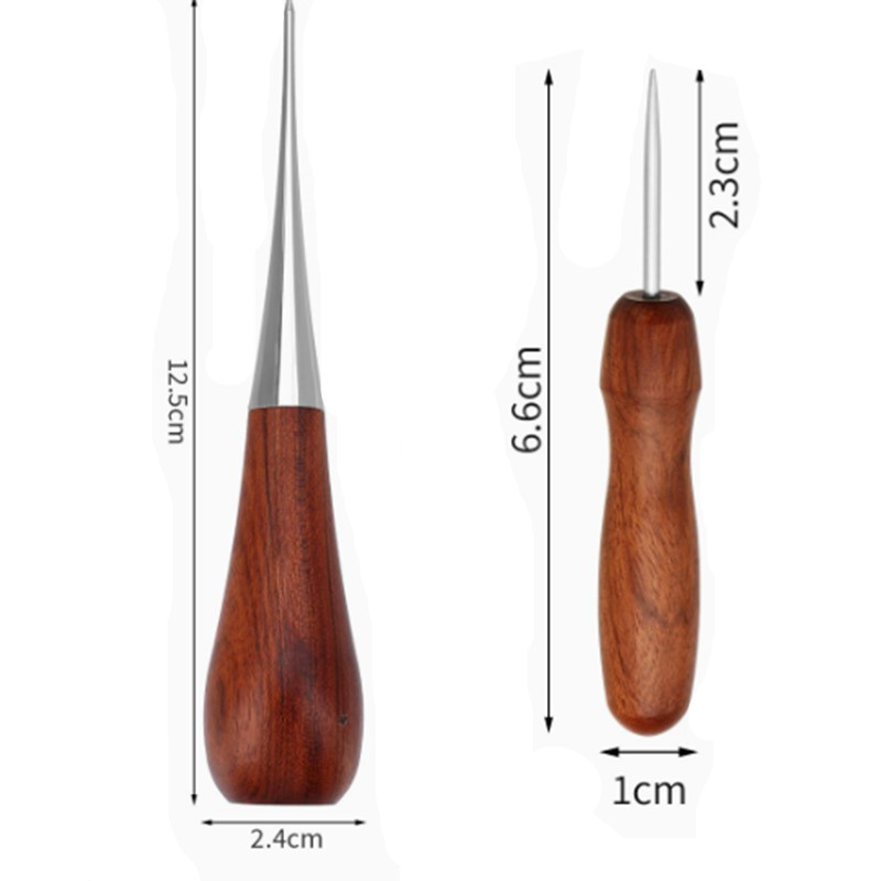 Leatherwork Awl - เครื่องมือเย็บหนังแบบมืออาชีพ ด้ามไม้ สำหรับงานฝีมือหนัง อุปกรณ์เย็บผ้า เย็บหนัง