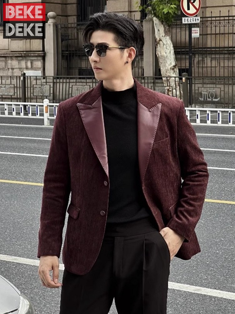 Leather Work Jacket Mens - แฟชั่นบุรุษฤดูใบไม้ร่วง SLIM FIT เสื้อแจ็คเก็ต PU หนัง