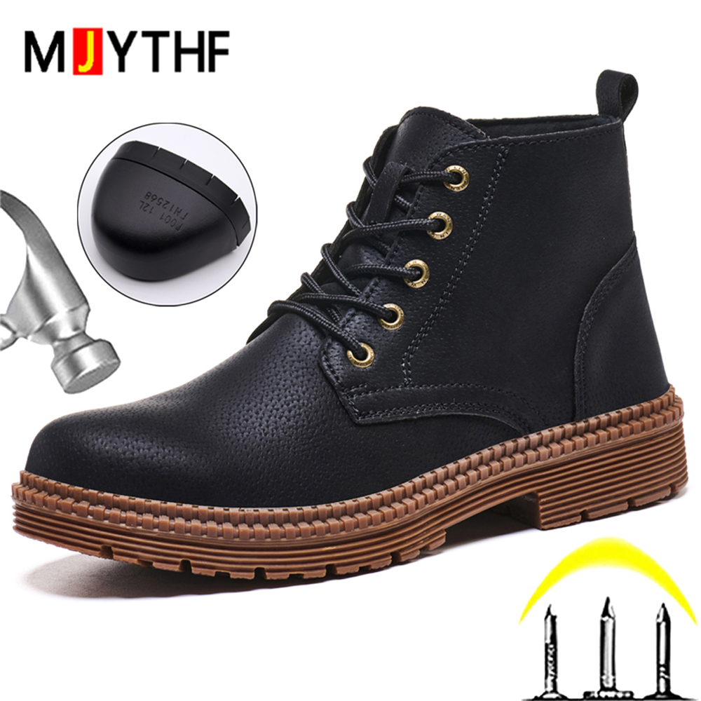 Leather Work Fabric - รองเท้าทำงานกันน้ำ รองเท้านิรภัย รองเท้าผู้ชาย ป้องกันการกระแทก ป้องกันการเจาะทะลุ รองเท้าหนัง