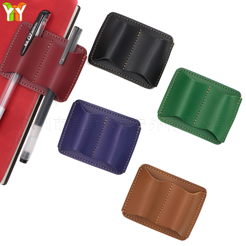 Leather Work Notebook - ที่ใส่ปากกาหนัง PU แบบพกพา คลิปหนีบปากกาหลากสี ปลอกปากกาแบบยืดหยุ่น สำหรับสมุดบันทึก