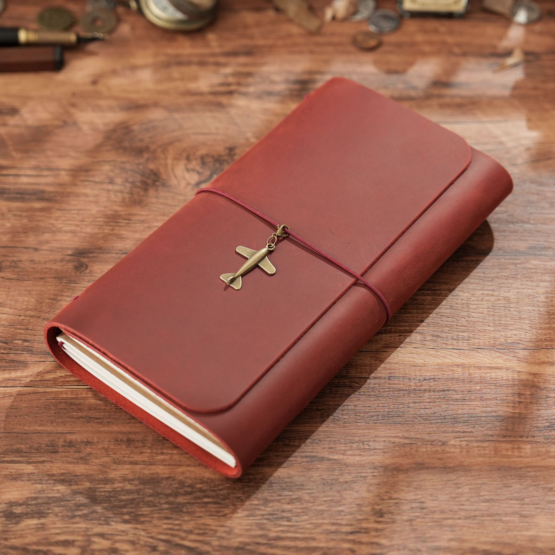 Leather Work Notebook - สินค้ามาใหม่ สมุดบันทึกนักเดินทางแบบพับสามตอน หนังวัวแท้ สมุดบันทึกวินเทจ สมุดจดบันทึกสร้างสรรค์ ขนาด