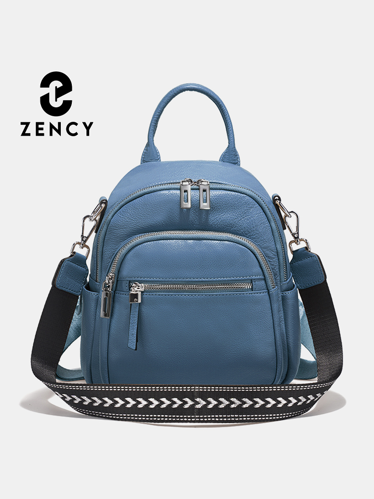 Leather Work Womens Backpack - เซนซีกระเป๋าเป้สะพายหลังหนังแท้ขนาดเล็กกระเป๋าเป้สะพายหลังดีไซน์หลายกระเป๋าสายกว้างกระเป๋าสะพายแบบแปลงสภาพได้สำหรับเดินทางทำงาน