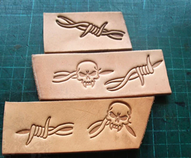 Leatherwork Free Patterns - ชุดเครื่องมือแกะสลักหนัง 5 ชิ้น ลายหนามและหัวกะโหลก งานฝีมือ ดีไซน์เฉพาะตัว