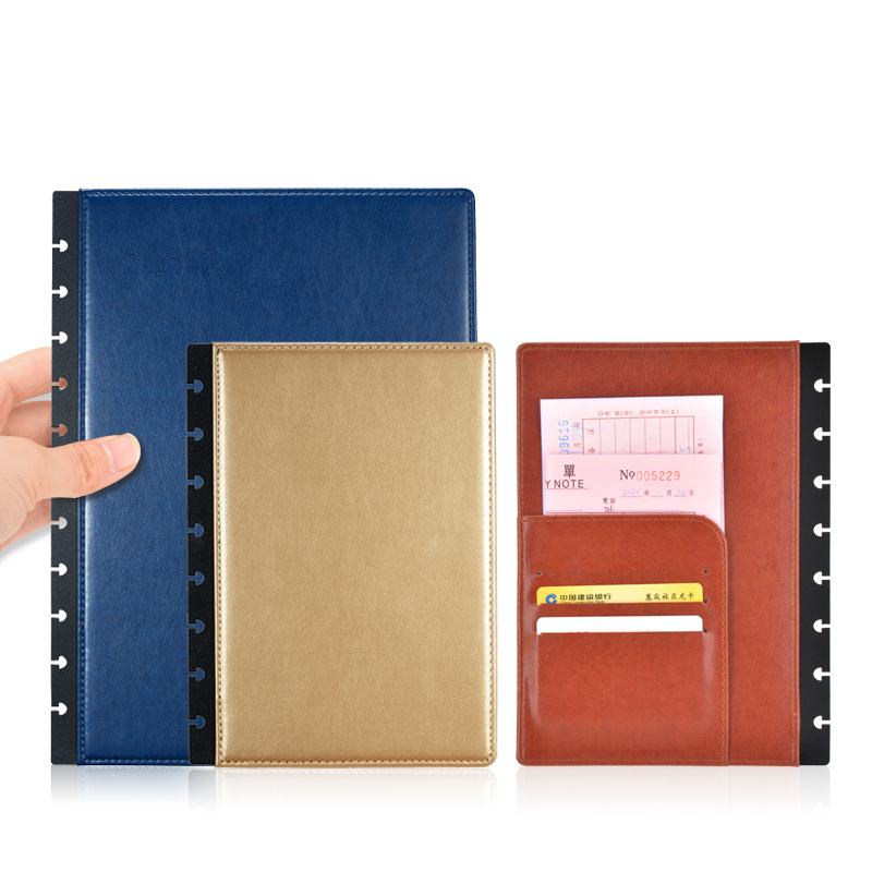 Leather Work Notebook - สมุดโน้ตปกหนังแบบหลวมพร้อมรูเจาะแบบเห็ด ปกสมุดโน้ต สมุดโน้ตและสมุดบันทึก แพลนเนอร์แบบดิสก์ แฟ้มดิสก์ แฟ้มแบบห่วง