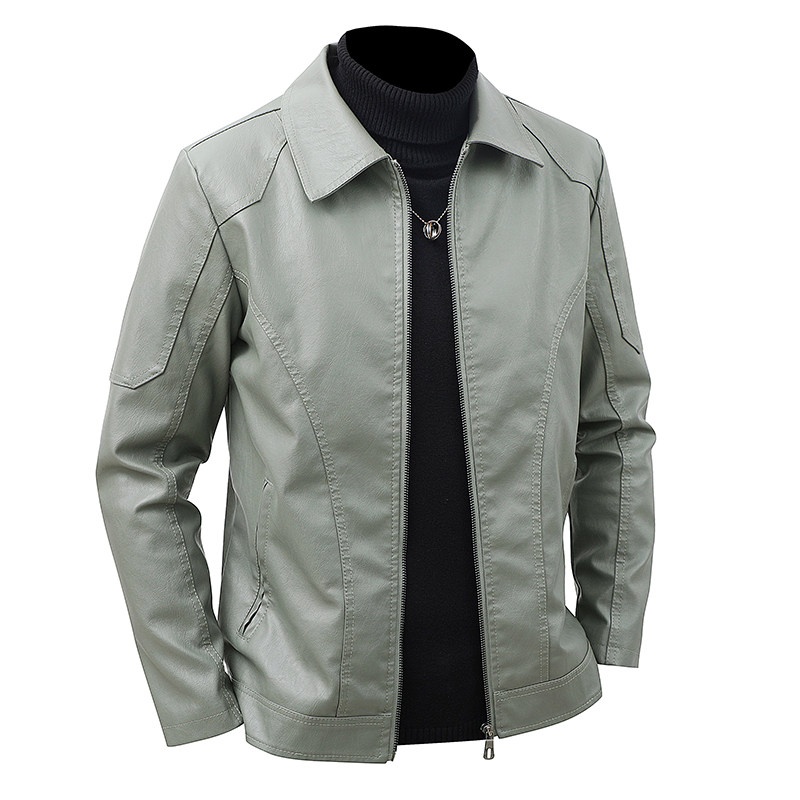 Leather Work Jacket Mens - เสื้อแจ็คเก็ตหนังผู้ชาย แขนยาว ทรงโอเวอร์ไซส์ สไตล์มอเตอร์ไซค์ สำหรับฤดูใบไม้ผลิและฤดูใบไม้ร่วง เสื้อผ้าผู้ชายสำหรับขี่มอเตอร์ไซค์