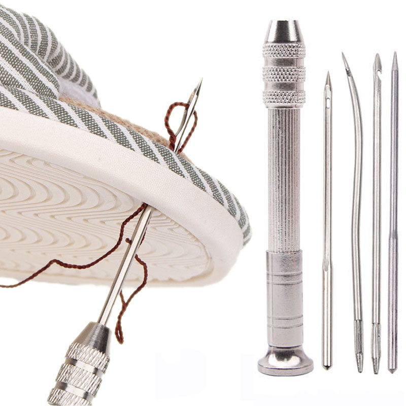 Leatherwork Awl - หนังเย็บ Awl ชุดเปลี่ยนได้รองเท้ามัลติฟังก์ชั่ซ่อมชุดเครื่องมือ Punch เย็บเข็ม DIY