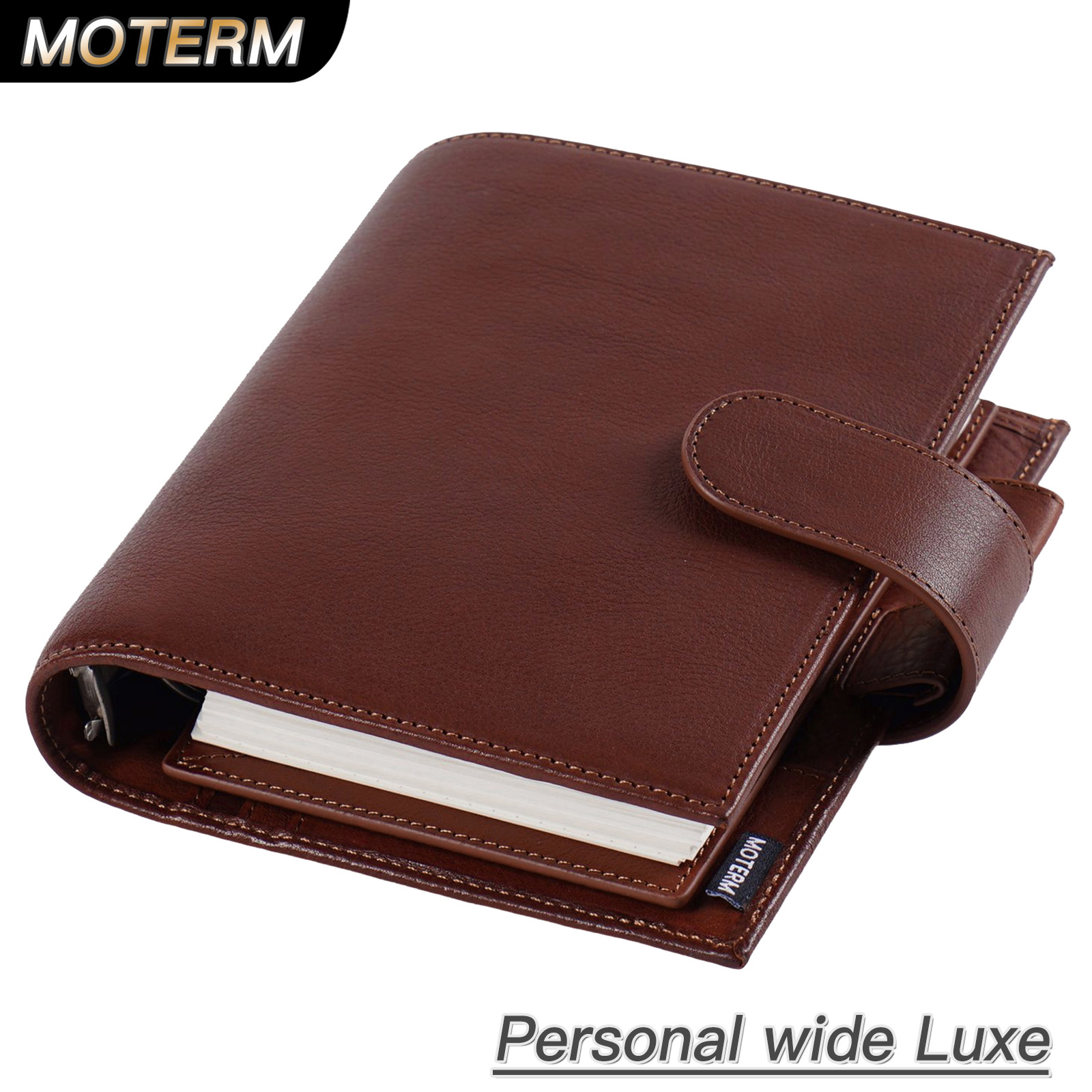 Leather Work Notebook - Moterm ผักเต็มกระป๋องหนังส่วนบุคคลขนาดกว้าง Luxe 2.0แหวน Planner Agenda