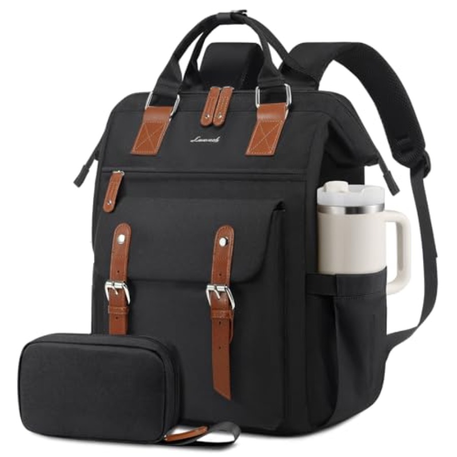 Leather Work Womens Backpack - กระเป๋าเป้สะพายหลังสำหรับผู้หญิง, กระเป๋าใส่แล็ปท็อปสำหรับครูพยาบาล, กระเป๋าเป้สะพายหลังกันน้ำสำหรับเดินทาง, กระเป๋าเป้คอมพิวเตอร์สำหรับธุรกิจ, กระเป๋าใส่หนังสือ