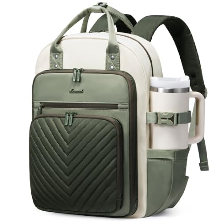 Leather Work Womens Backpack - กระเป๋าเป้สะพายหลังสำหรับผู้หญิง กันน้ำ กระเป๋าเป้เดินทางทำงาน กระเป๋าสะพายหลังทันสมัย สำหรับธุรกิจ ครู
