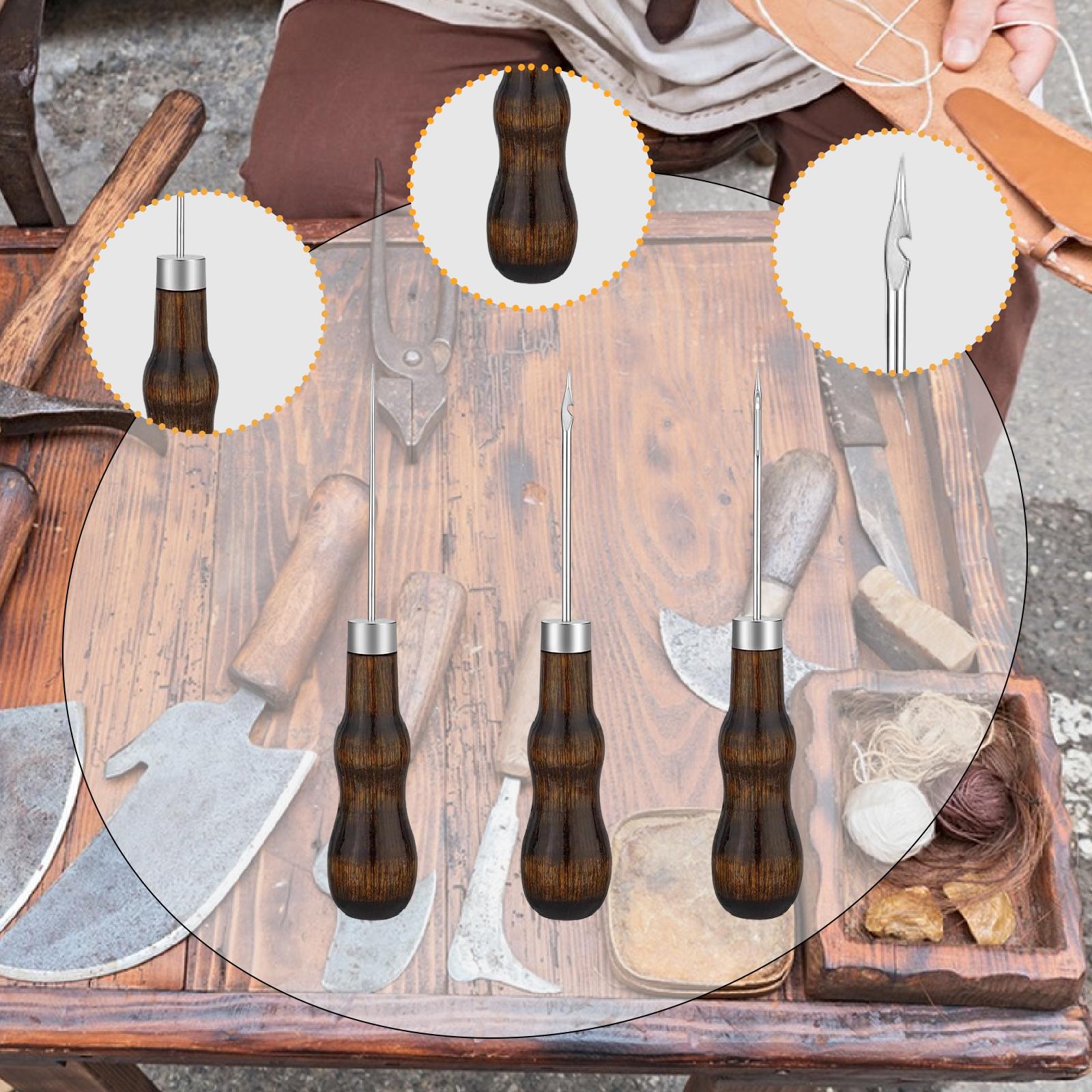 Leatherwork Awl - ชุดเข็มเย็บมือพร้อมที่เจาะหนัง ชุดเครื่องมือเย็บหนังแบบแม่นยำ สำหรับงานหนังทำมือ ซ่อมรองเท้า