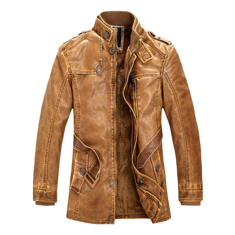 Leather Work Jacket Mens - เสื้อแจ็คเก็ตมอเตอร์ไซค์ผู้ชายสำหรับฤดูใบไม้ร่วง คอตั้ง หนัง PU แต่งลาย เสื้อผ้าทำงานกลางแจ้ง