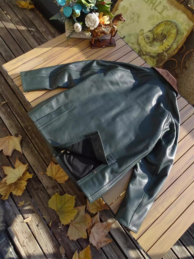 บุรุษเสื้อหนังวัวแท้เสื้อล่าสั - Leather Work Jacket Mens บทวิจารณ์และราคา