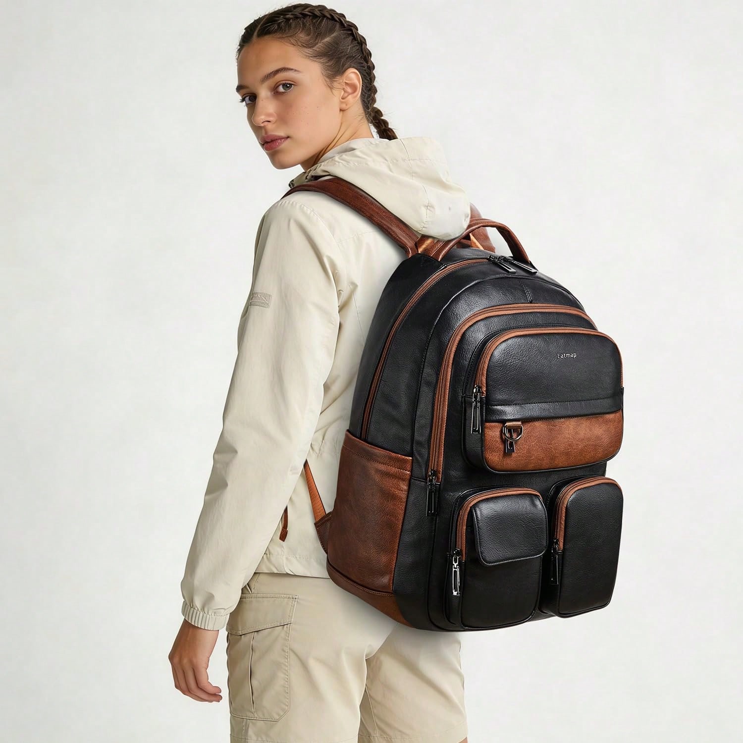 กระเป๋าเป้สะพายหลังหนังวีแกน L - Leather Work Womens Backpack บทวิจารณ์และราคา