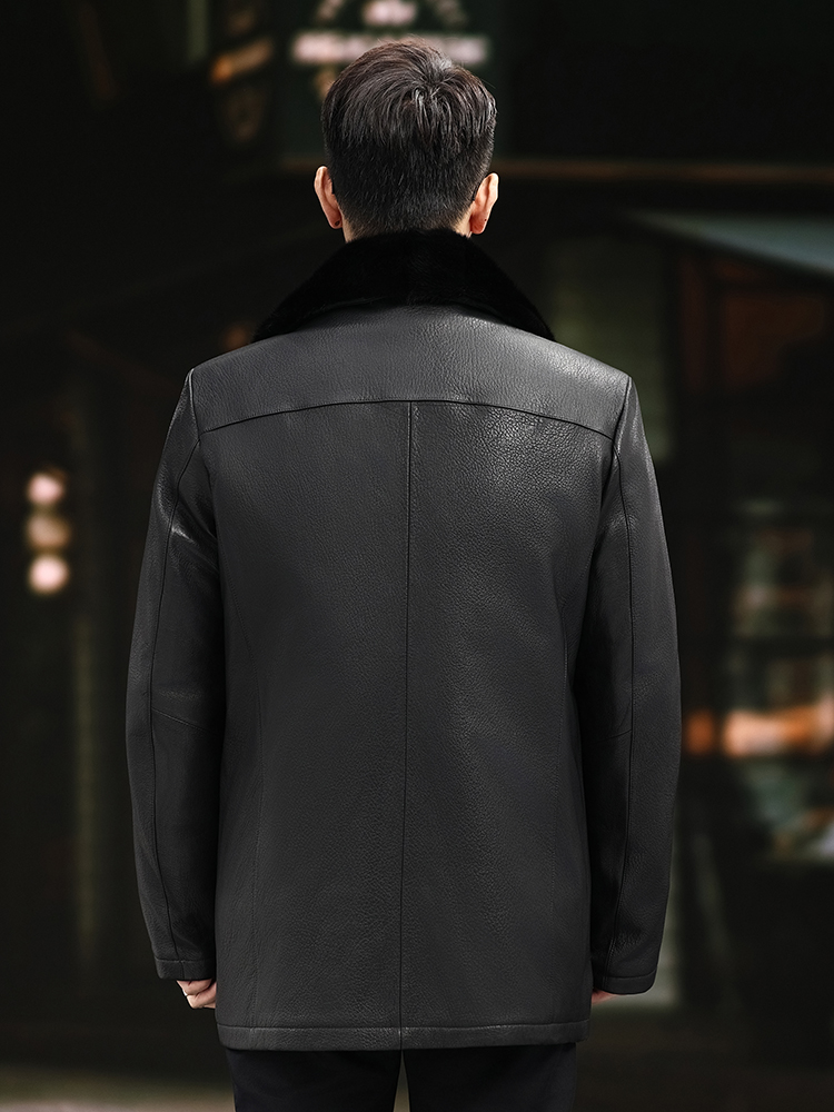 เสื้อโค้ทหนังแท้บุขนมิงค์แท้สำ - Leather Work Jacket Mens บทวิจารณ์และราคา