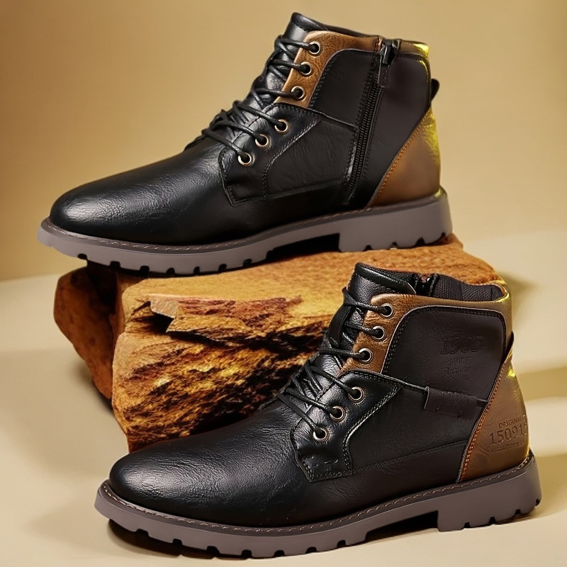 รองเท้าบูทหนังผู้ชาย รองเท้าหุ - Leather Work Fabric บทวิจารณ์และราคา