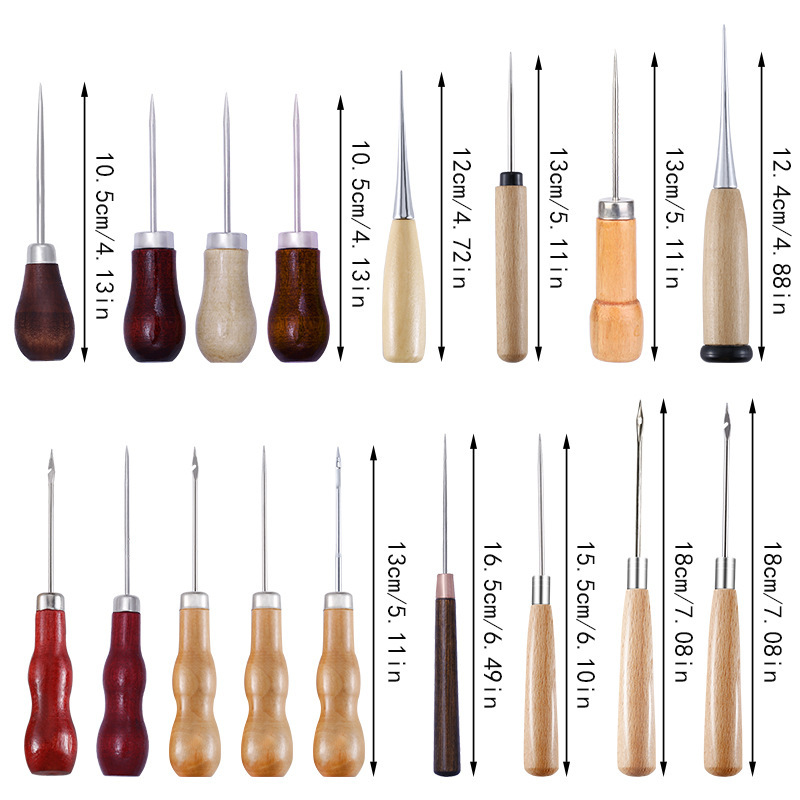 หนัง Awl ไม้ Handle Awls เย็บ  - Leatherwork Awl บทวิจารณ์และราคา