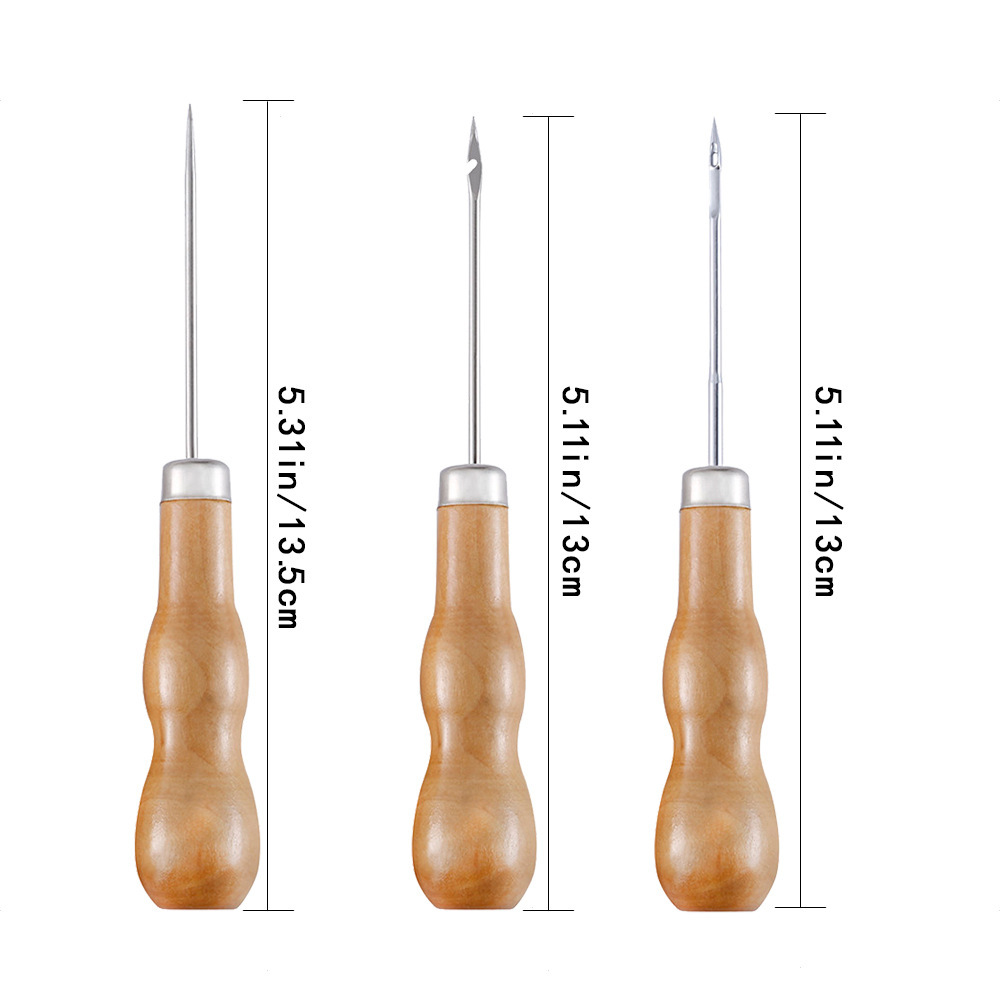 หนัง Awl ไม้ Handle Awls เย็บ  - Leatherwork Awl บทวิจารณ์และราคา