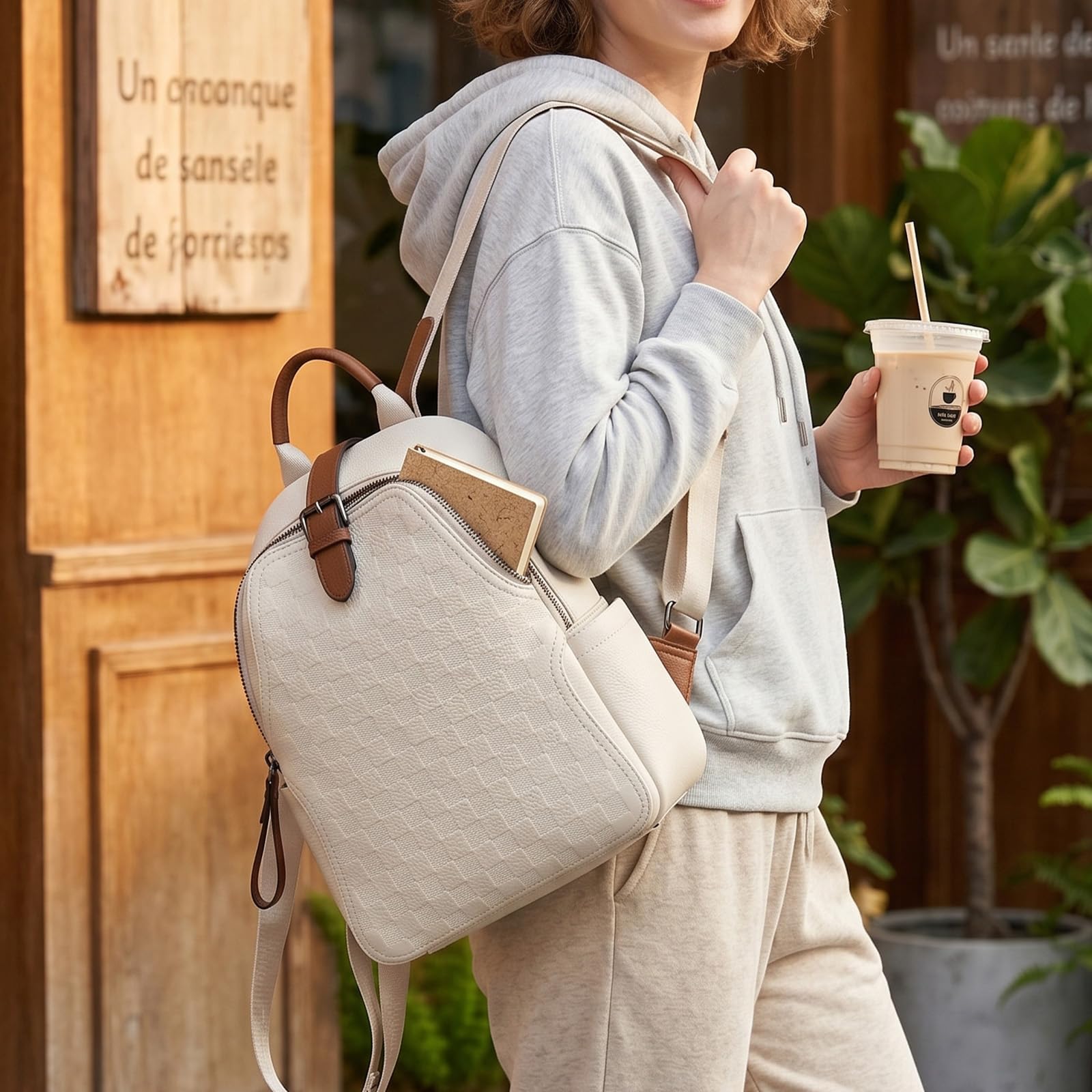 กระเป๋าเป้สะพายหลังหนัง PU ลาย - Leather Work Womens Backpack บทวิจารณ์และราคา