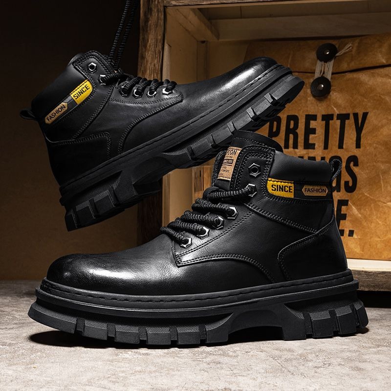 Vintage Men Platformข้อเท้ารอง - Leather Work Fabric บทวิจารณ์และราคา