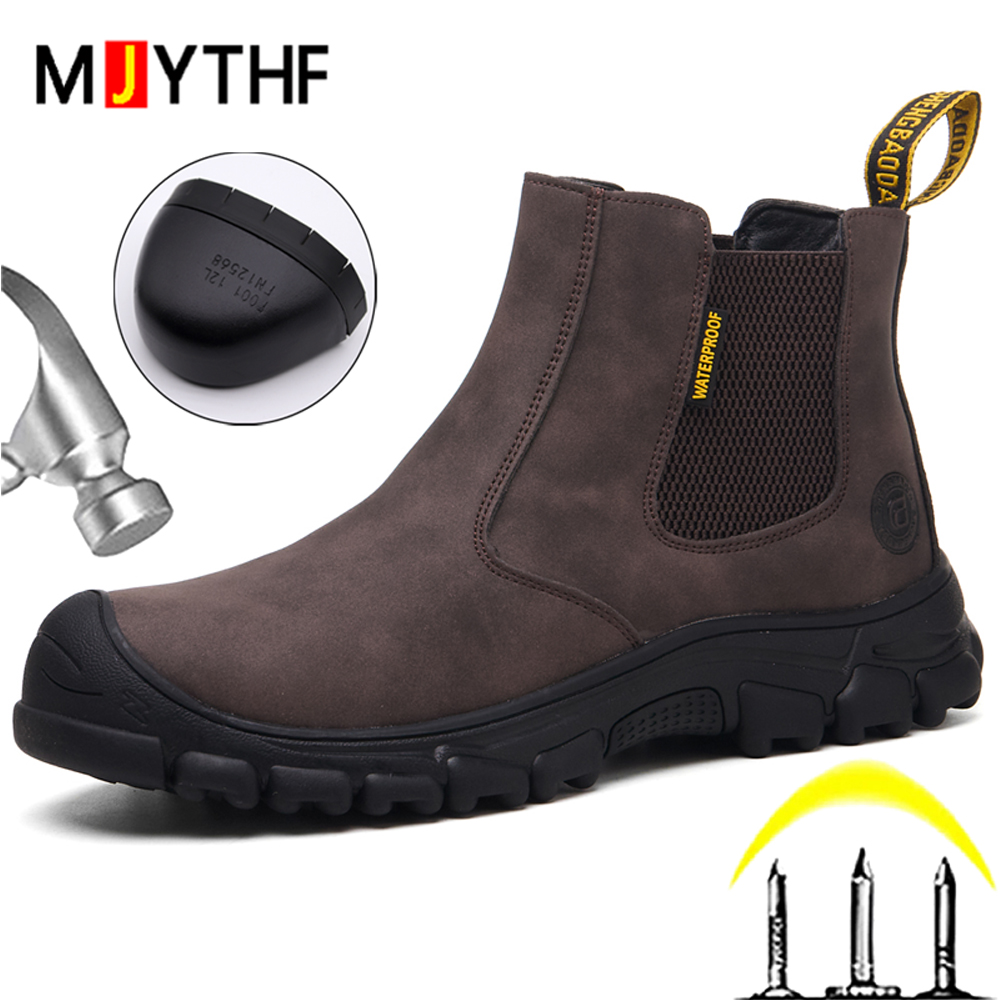 รองเท้าทำงานกันน้ำผู้ชายรองเท้ - Leather Work Fabric บทวิจารณ์และราคา