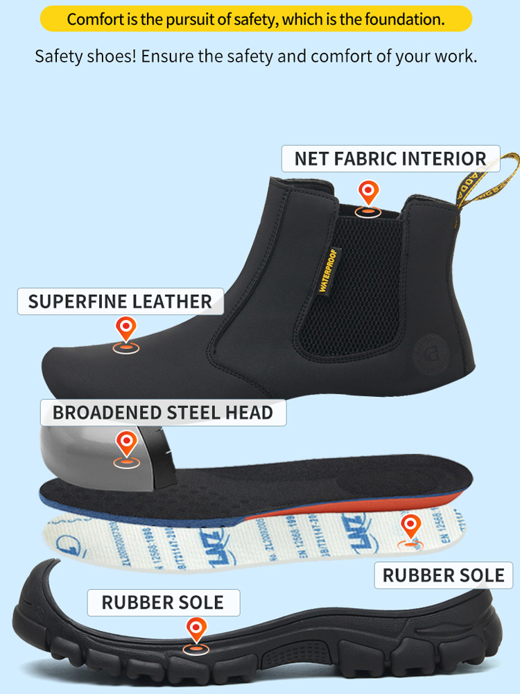 รองเท้าทำงานกันน้ำผู้ชายรองเท้ - Leather Work Fabric บทวิจารณ์และราคา