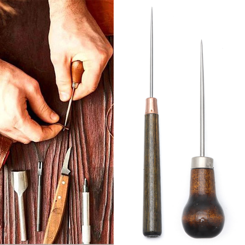 1PC เย็บ Awl ไม้ Handle Alloy  - Leatherwork Awl บทวิจารณ์และราคา