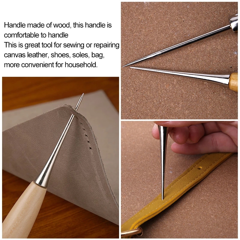 เข็มเจาะรูด้ามไม้ 2 ชิ้น สำหรั - Leatherwork Hand Sewing Needles บทวิจารณ์และราคา