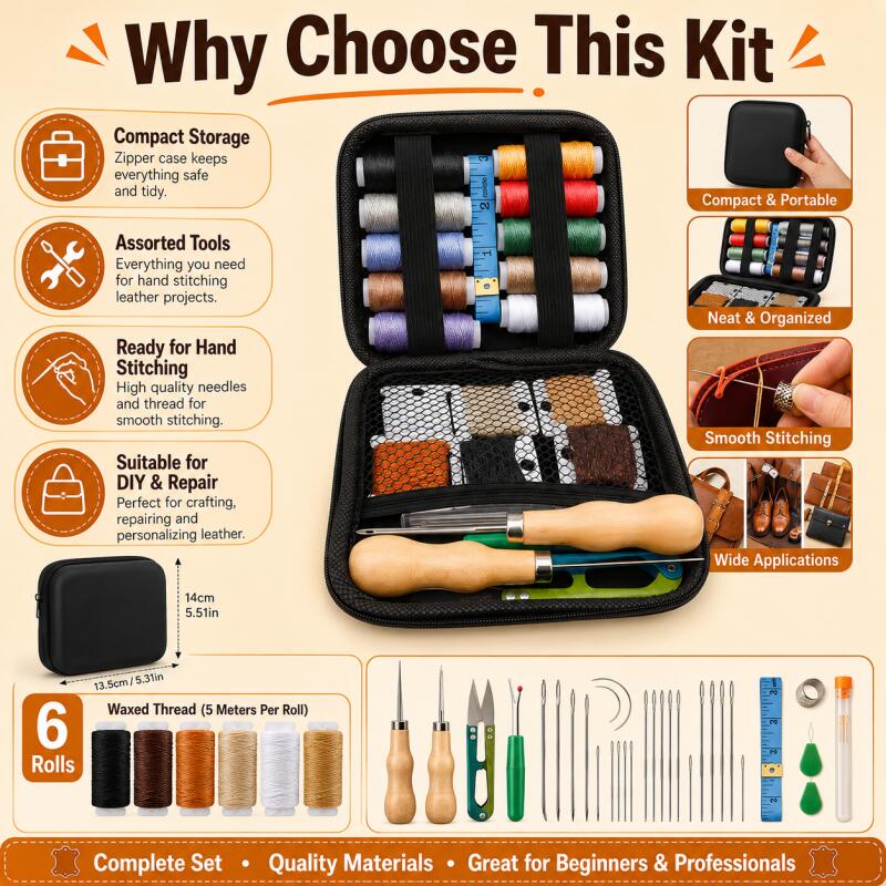 ชุดเย็บหนังพร้อมด้ายเคลือบแว็ก - Leatherwork Hand Sewing Needles บทวิจารณ์และราคา
