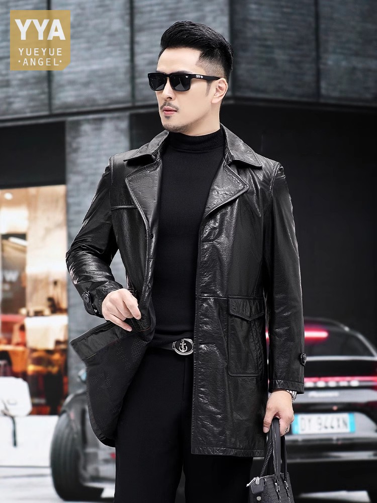ผู้ชายหรูหราธุรกิจ SLIM FIT น้ - Leather Work Jacket Mens บทวิจารณ์และราคา