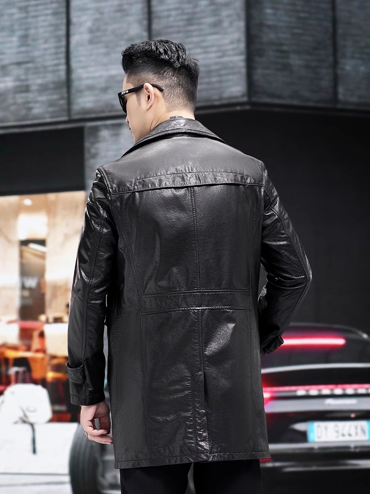 ผู้ชายหรูหราธุรกิจ SLIM FIT น้ - Leather Work Jacket Mens บทวิจารณ์และราคา