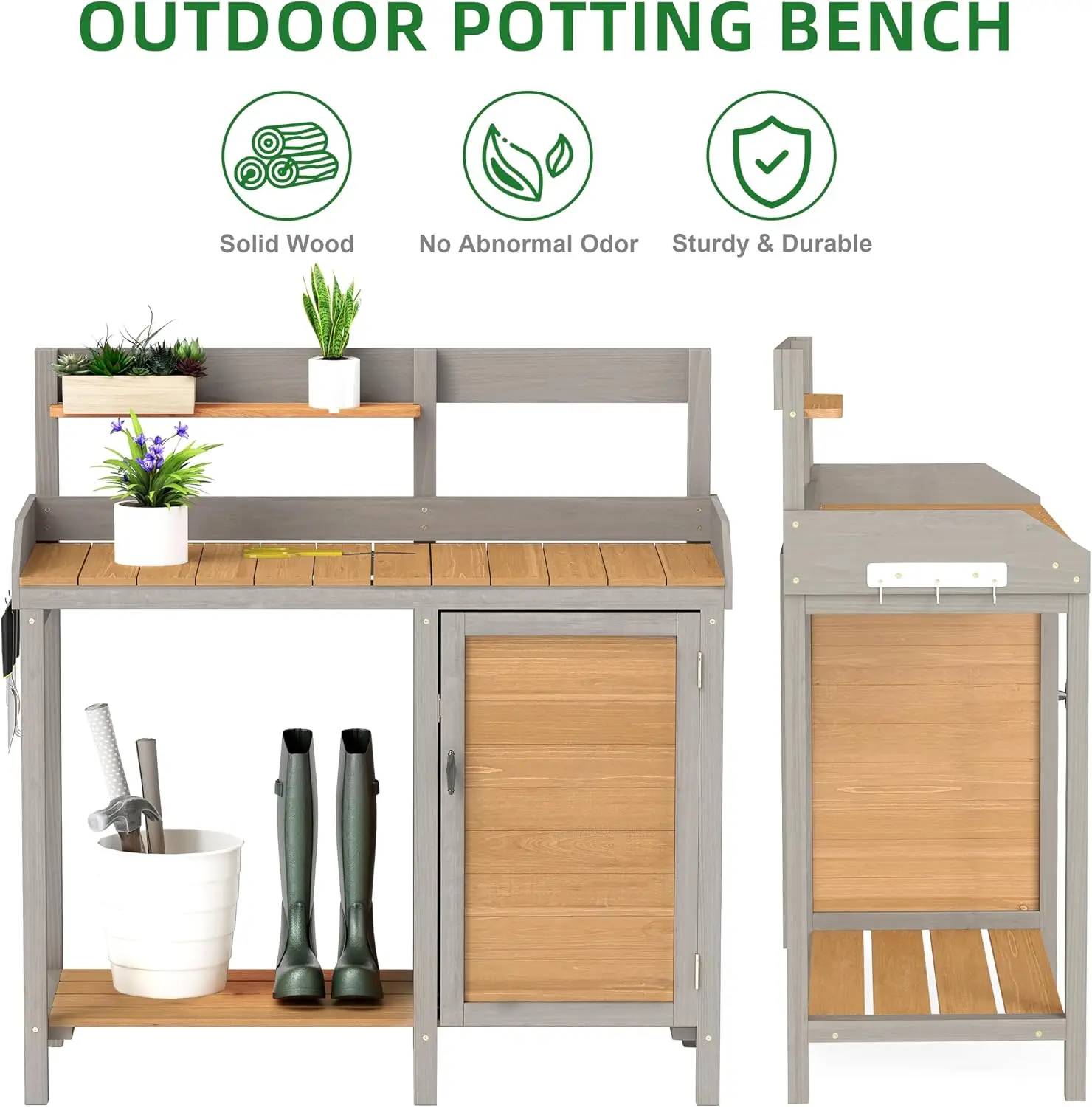 โต๊ะทำงานทำสวนไม้พร้อมอ่างล้าง - Leatherwork Bench บทวิจารณ์และราคา