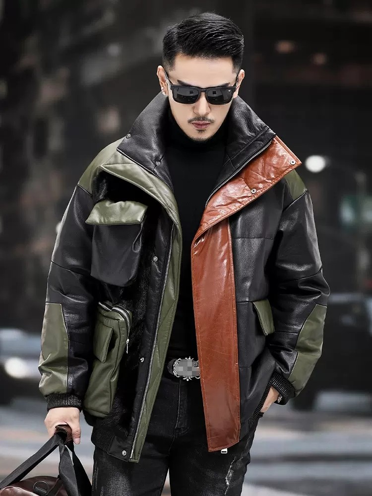 กระเป๋าขนาดใหญ่ทํางานลงเสื้อแจ - Leather Work Jacket Mens บทวิจารณ์และราคา